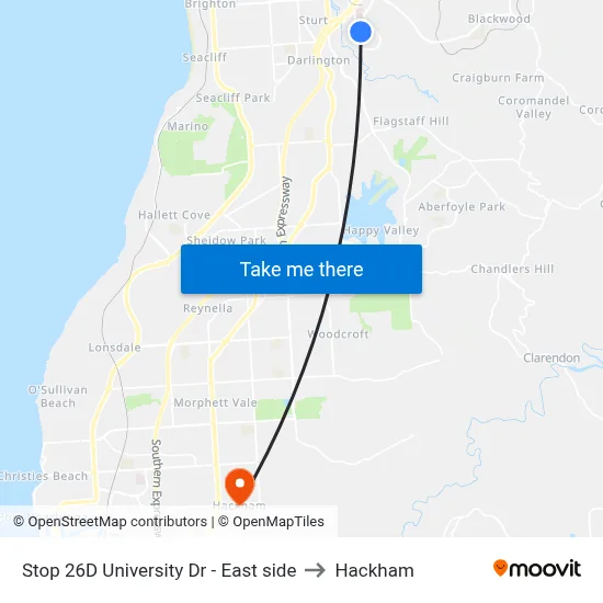 Stop 26D University Dr - East side to Hackham map