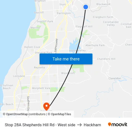 Stop 28A Shepherds Hill Rd - West side to Hackham map