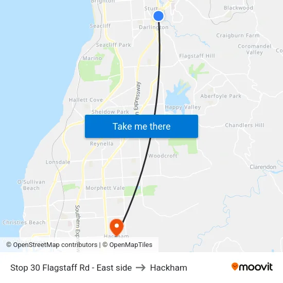 Stop 30 Flagstaff Rd - East side to Hackham map