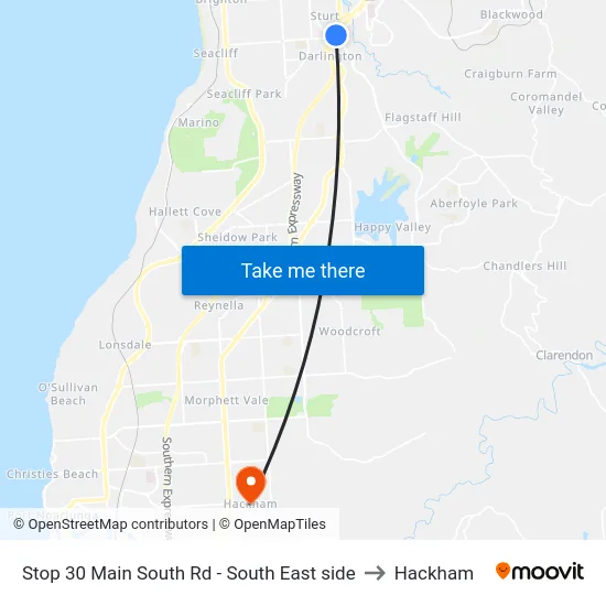 Stop 30 Main South Rd - South East side to Hackham map