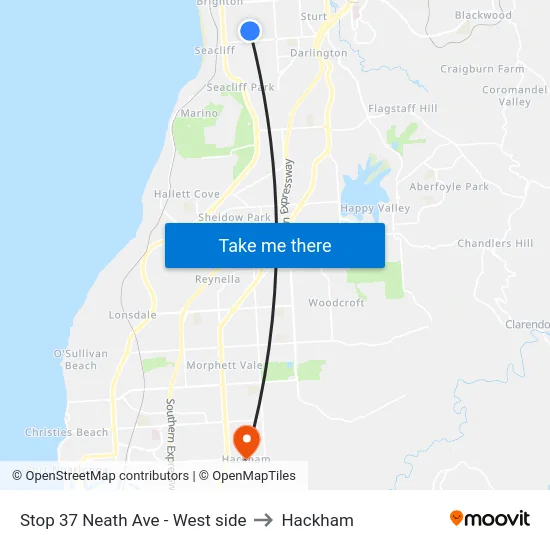 Stop 37 Neath Ave - West side to Hackham map