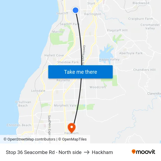 Stop 36 Seacombe Rd - North side to Hackham map