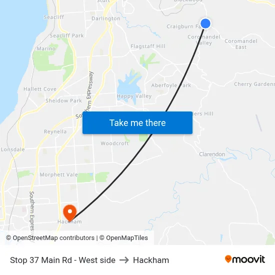 Stop 37 Main Rd - West side to Hackham map