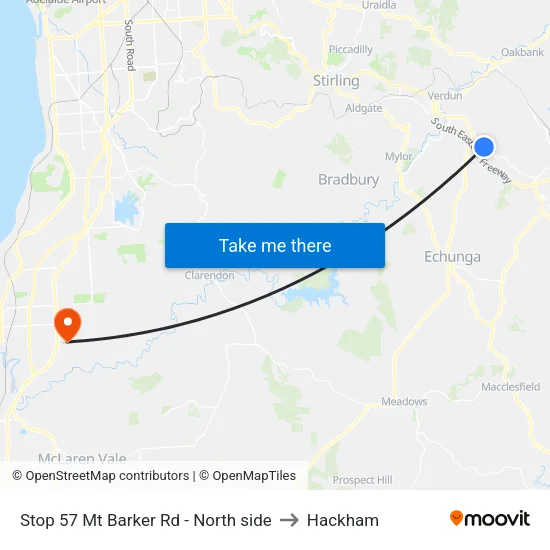 Stop 57 Mt Barker Rd - North side to Hackham map
