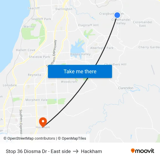 Stop 36 Diosma Dr - East side to Hackham map