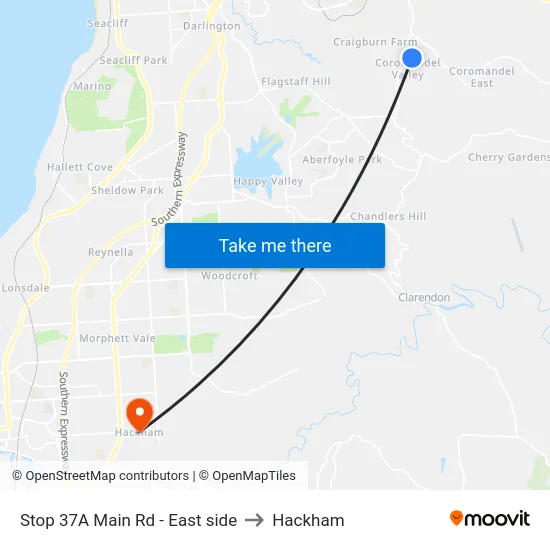 Stop 37A Main Rd - East side to Hackham map