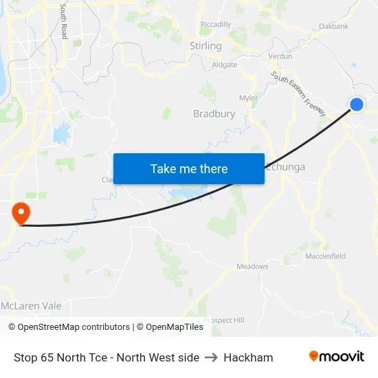Stop 65 North Tce - North West side to Hackham map