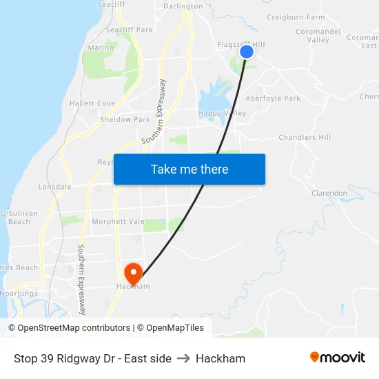 Stop 39 Ridgway Dr - East side to Hackham map