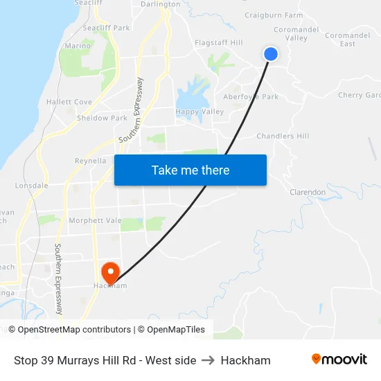 Stop 39 Murrays Hill Rd - West side to Hackham map