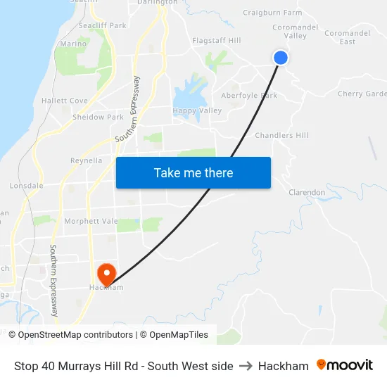 Stop 40 Murrays Hill Rd - South West side to Hackham map