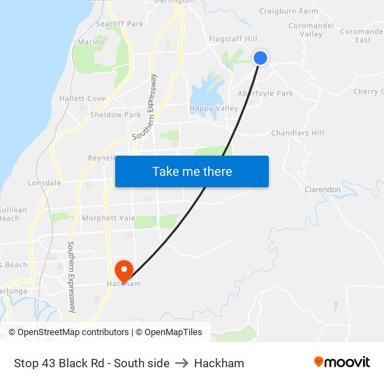 Stop 43 Black Rd - South side to Hackham map