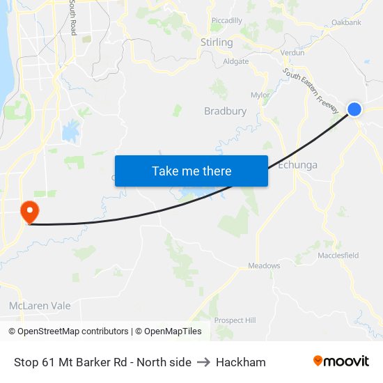 Stop 61 Mt Barker Rd - North side to Hackham map