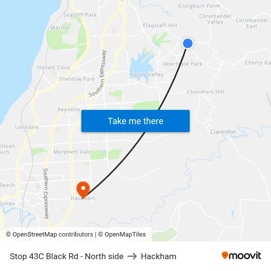 Stop 43C Black Rd - North side to Hackham map