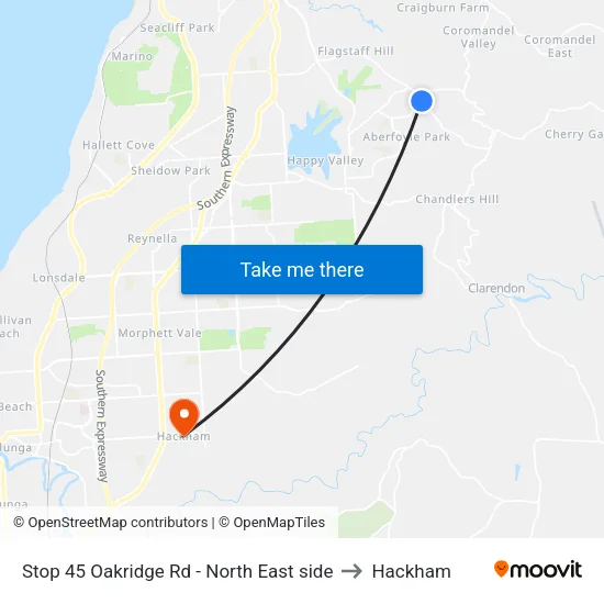 Stop 45 Oakridge Rd - North East side to Hackham map