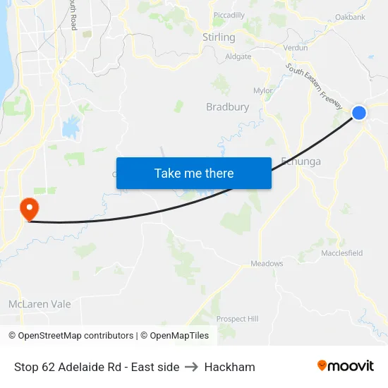 Stop 62 Adelaide Rd - East side to Hackham map