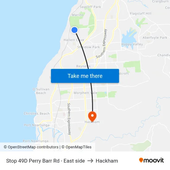 Stop 49D Perry Barr Rd - East side to Hackham map