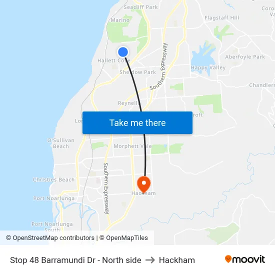 Stop 48 Barramundi Dr - North side to Hackham map