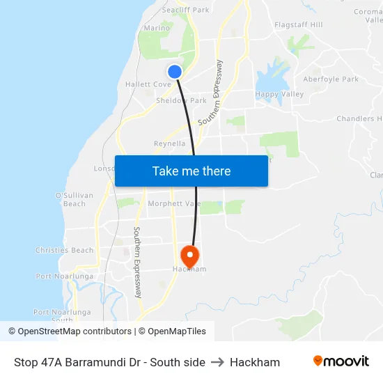 Stop 47A Barramundi Dr - South side to Hackham map