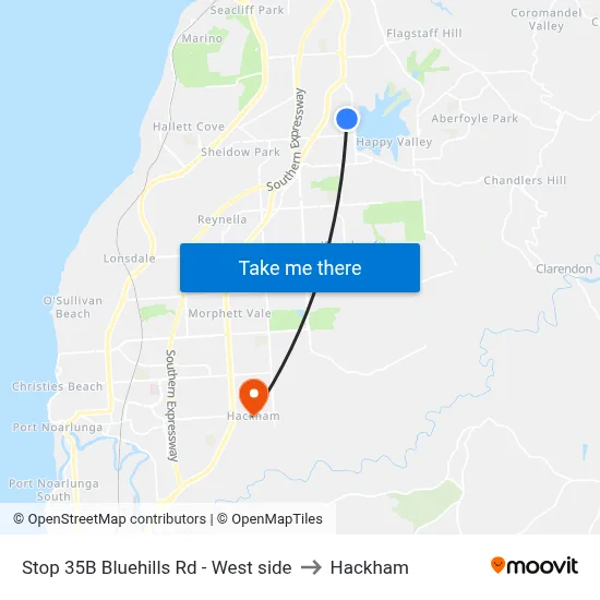 Stop 35B Bluehills Rd - West side to Hackham map