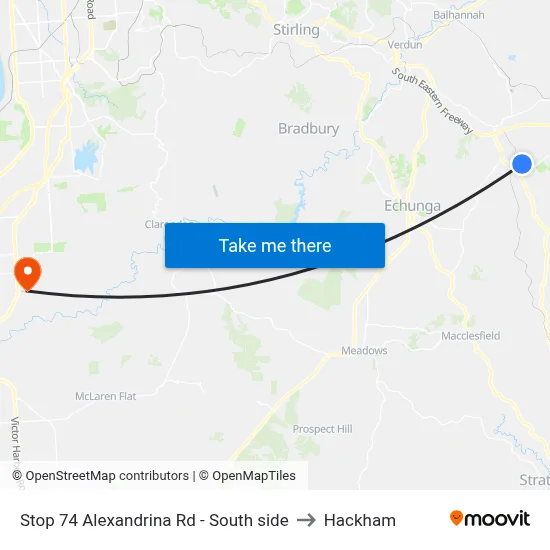 Stop 74 Alexandrina Rd - South side to Hackham map