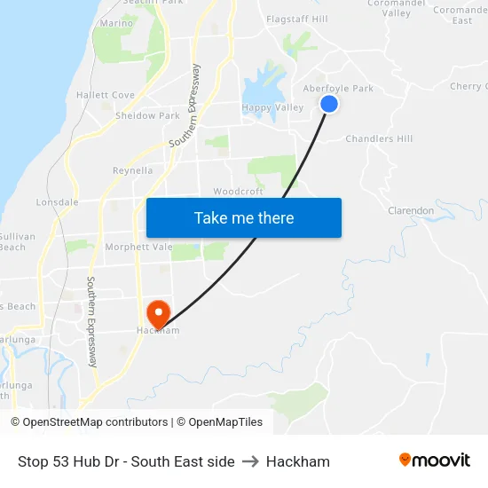 Stop 53 Hub Dr - South East side to Hackham map