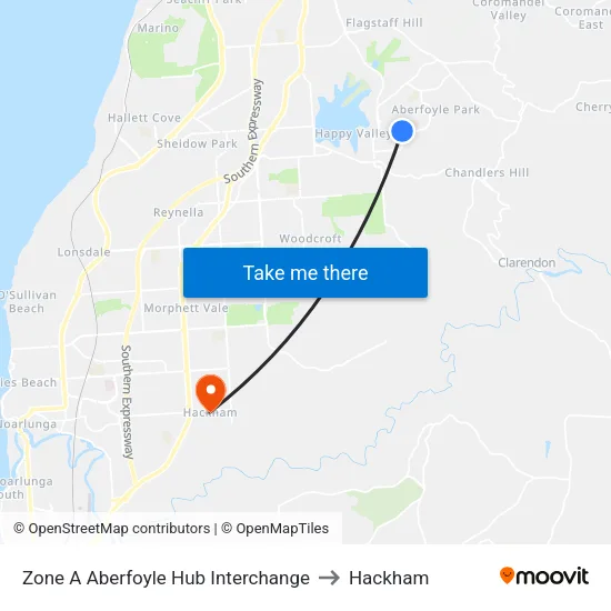 Zone A Aberfoyle Hub Interchange to Hackham map