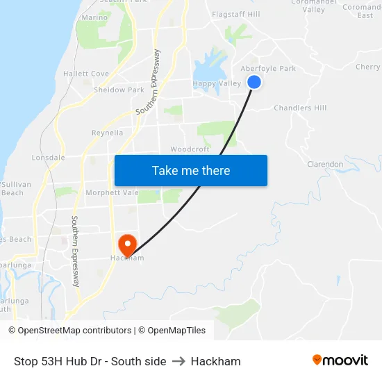 Stop 53H Hub Dr - South side to Hackham map