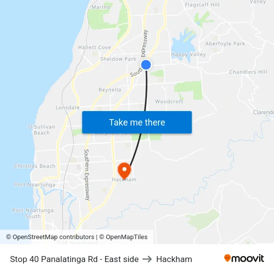 Stop 40 Panalatinga Rd - East side to Hackham map