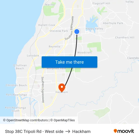 Stop 38C Tripoli Rd - West side to Hackham map