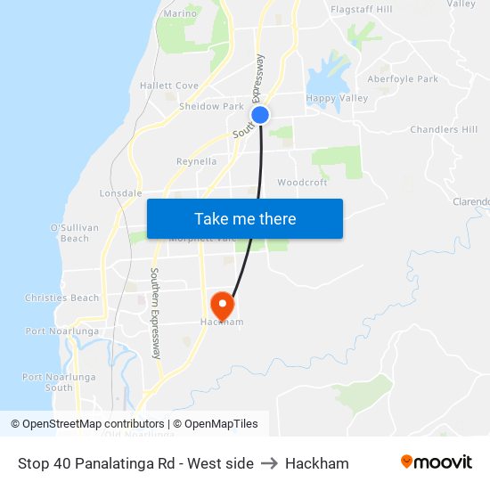 Stop 40 Panalatinga Rd - West side to Hackham map