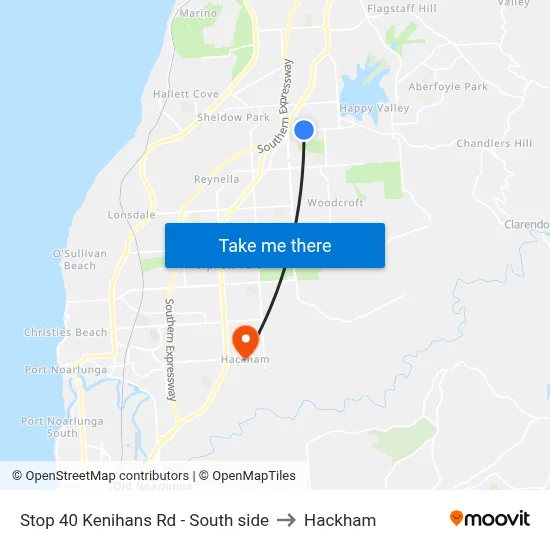 Stop 40 Kenihans Rd - South side to Hackham map