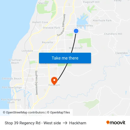 Stop 39 Regency Rd - West side to Hackham map