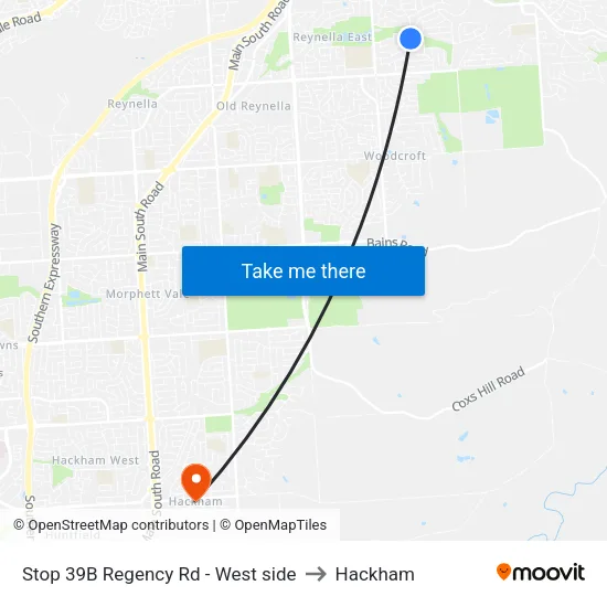 Stop 39B Regency Rd - West side to Hackham map