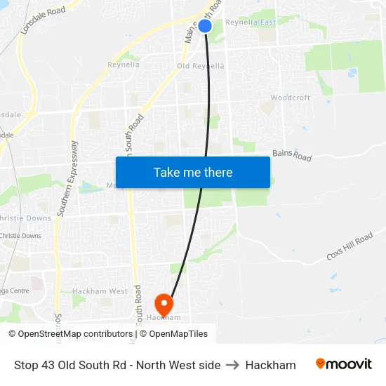 Stop 43 Old South Rd - North West side to Hackham map