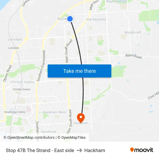 Stop 47B The Strand - East side to Hackham map