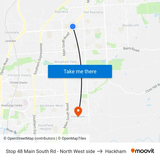 Stop 48 Main South Rd - North West side to Hackham map