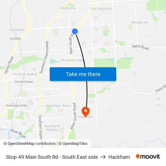 Stop 49 Main South Rd - South East side to Hackham map