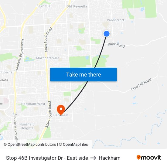 Stop 46B Investigator Dr - East side to Hackham map