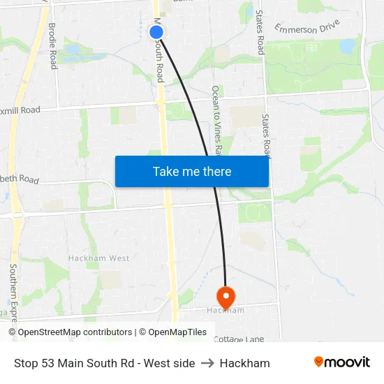 Stop 53 Main South Rd - West side to Hackham map