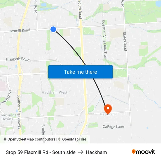Stop 59 Flaxmill Rd - South side to Hackham map