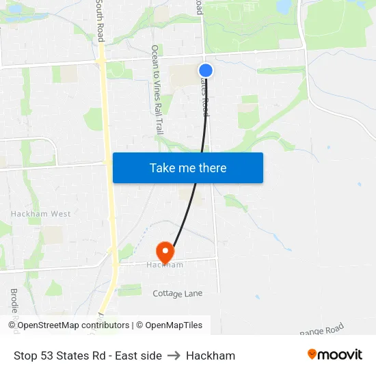 Stop 53 States Rd - East side to Hackham map