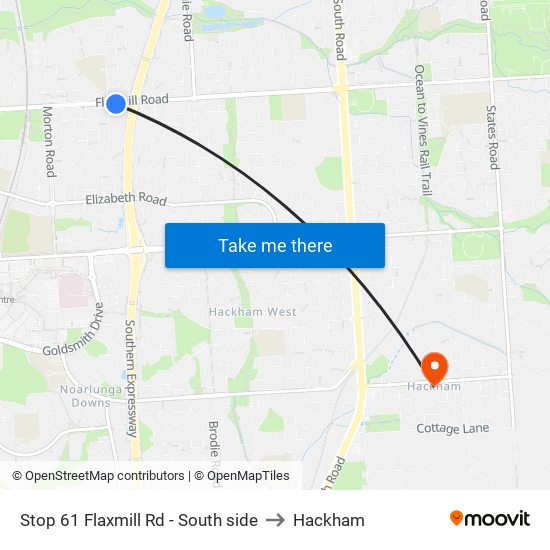 Stop 61 Flaxmill Rd - South side to Hackham map