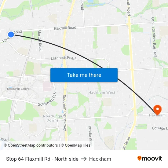 Stop 64 Flaxmill Rd - North side to Hackham map