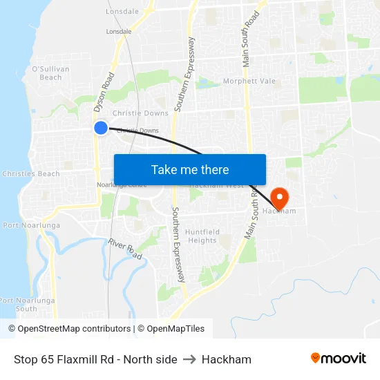 Stop 65 Flaxmill Rd - North side to Hackham map