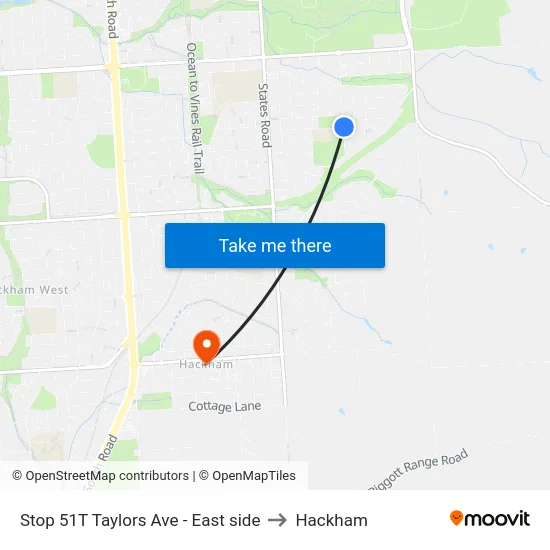 Stop 51T Taylors Ave - East side to Hackham map