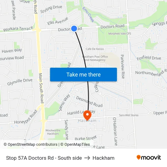 Stop 57A Doctors Rd - South side to Hackham map