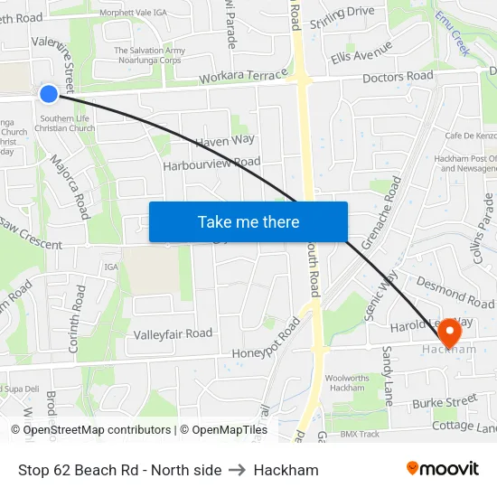 Stop 62 Beach Rd - North side to Hackham map