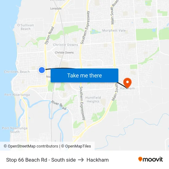 Stop 66 Beach Rd - South side to Hackham map