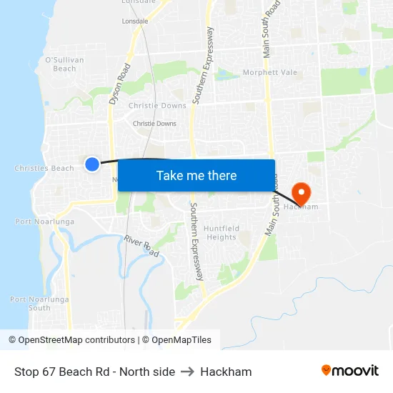 Stop 67 Beach Rd - North side to Hackham map
