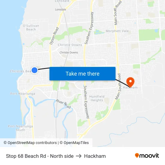 Stop 68 Beach Rd - North side to Hackham map
